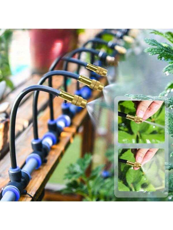 5M/10M/15M/20M DIY Greenhouse Garden Watering System, Universal Mist Cooling Kit, Plastic Material, No Electricity Required, Fit European And US Thread Standard, Suitable For Plants And Yard Mist Cooling