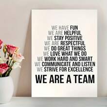 1pc Framed Painting, "We Are A Team" Inspirational Canvas Print, Unique Creative Wall Art Decoration, Living Room, Bedroom, Office, Restaurant, Bar Wall Decoration, Waterproof, Printed, Artwork, Perfect Gift And Decoration, 12*18inch