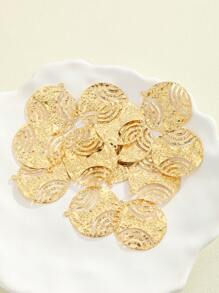 15pcs Round Gradient Crinkle Clip On Earring Charms - Brass - View 2