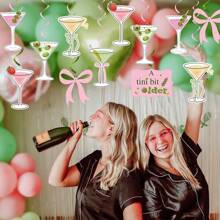 10pcs/Set,Espresso Martini Party Hanging Swirl Decor A Tini Bit Older Birthday Decorations Tini Bar Party Ceiling Streamers For Martini Bow Themed Birthday Bachelorette Bridal Shower Party Supplies