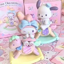 Sanrio 1 set de boîtes mystères, personnages à motifs aléatoires, collection de statuettes Sanrio Black Beauty, personnages 3D unicornes à tonalités claires et sombres, parfait pour la décoration de bureau et les cadeaux, idéal pour les anniversaires et les fêtes, cadeaux licornes