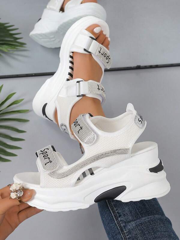 Talpă groasă cu platformă Închidere cu cârlig și buclă Sandale casual de vară în stil sport pentru femei