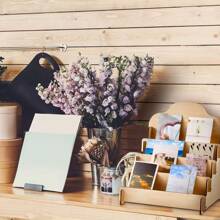 1pc Wooden Desktop Display Stand, Sturdy Wooden Storage Display Rack For Cards, Cosmetics, Jewelry And Delivery, Suitable For Home Or Office Decor Gifts Birthday Graduation