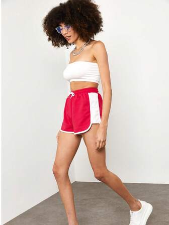 XHAN Side Stripe Detailed Shorts - Red