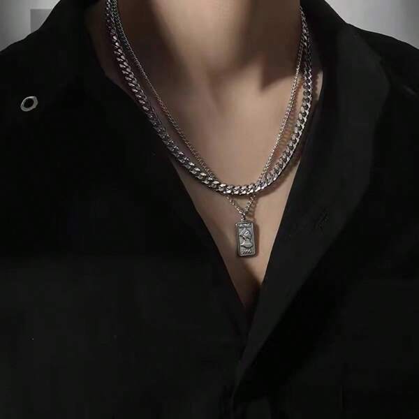 قلادة للرجال، تصميم فريد، شخصي، بأسلوب الهيب هوب، سلسلة سادة، سلسلة البلوفر