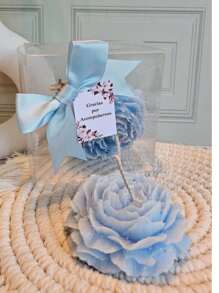 12 pzs velas peonia para recuerdo de fiesta, incluye caja, moño y etiqueta ideal para xv años, baby shower, cumpleaños