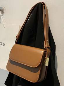 1pc Women's Shoulder Bag, Crossbody Bag, Solid Color, Clean Color, Flip Cover PU, Waterproof, Durable, Casual, Fashionable, Versatile, Exquisite, Suitable For Students, White-Collar Workers, Work Commuting, Gift Giving, Women's Crossbody Bag