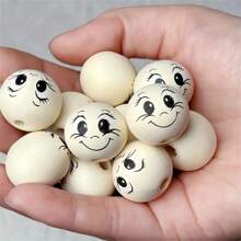 20mm Wooden Beads With Big Eyes And Happy Expressions - 5/20/40pcs For Jewelry Making, DIY Lucky Bug Keychains, And Home Decorations