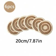 1 pieza /4 piezas /6 piezas Posavasos o manteles individuales redondeados con flecos de estilo bohemio tejidos a mano de manera natural, adecuados para restaurantes, decoración de bodas