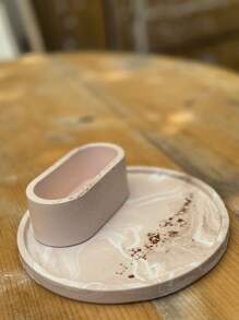 1pc Oval Silicone Mold, DIY Oval Terrazzo, Plaster, Cement, Clay Tray Resin Casting Mold, Used For Jewelry, Ring Storage Mold