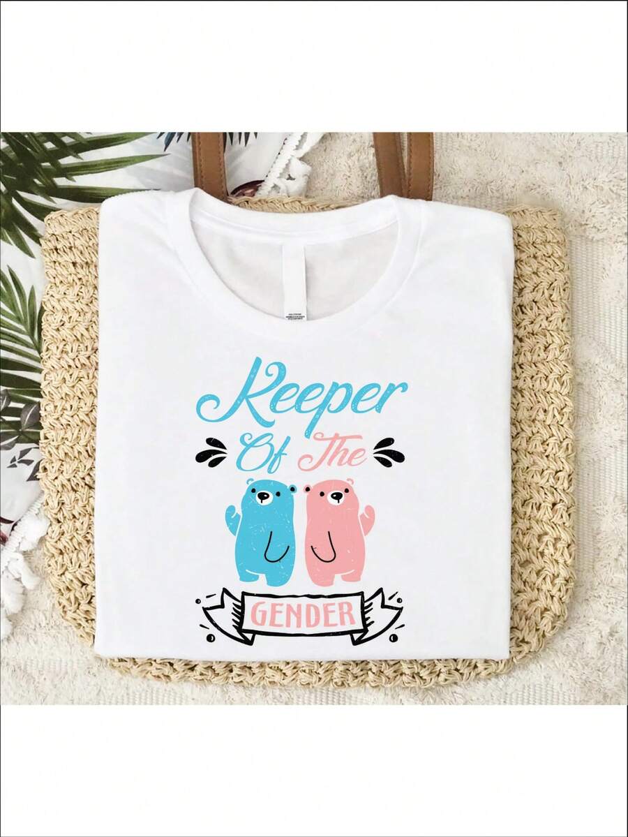 Keeper Of The Gender Shirt, Pregnancy Announcement T-Shirt, Gender Reveal Party Tee, New Mom Shirts, Mom To Be Gift T-Shirts, Team Boy Team Girl Tees. TTD-713 - 白色 - 查看 1