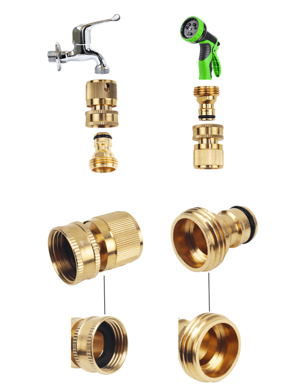 1Set/2Sets/3Sets Of Car Wash Hose Quick Connection Solid Brass Fittings, Quick Connection Garden Hose Fittings Water Pipe Fittings