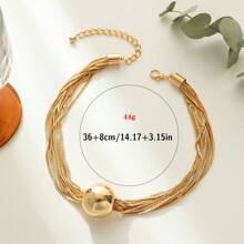 1 件女式个性扭链项链，带粗球形吊坠，朋克哥特式颈链，蒸汽朋克风格，新品 - 金色 - 查看 3