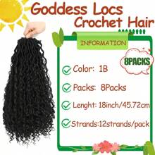 Goddess Faux Locs Crochet Hair 18Inch For Women, Long Goddess Locs Crochet Hair, Boho Style Locs, River Locs Crochet Hair With Curly Ends