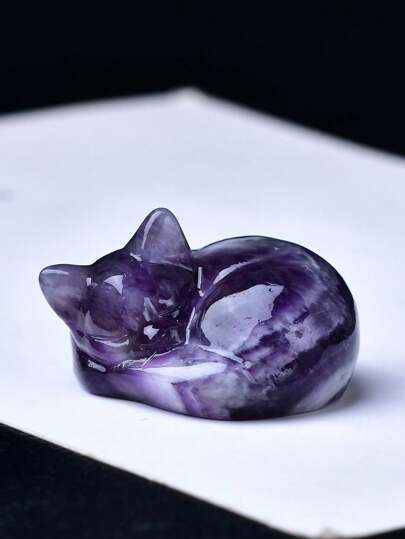CUPIDCRYSTAL Exquisite Natural Crystal Carving Cat, Unique Design, Healing Crystal, Stones Containing Energy, Energy Healing Meditation Stone, Perfect For Home Decor & Gift Giving, For Pocket Decoration, For Holiday Gift, From The Brand CUPIDCRYSTAL
