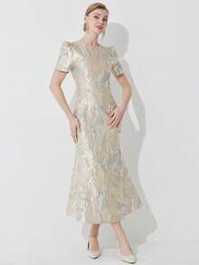 Elegant Women's Jacquard Mermaid Evening Gown For Party, For Cocktail