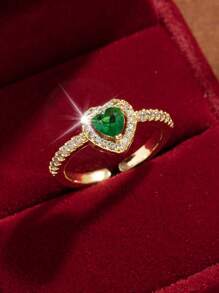 1 件女士镂空心形镂空复古简约优雅珠宝戒指