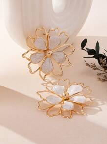 Enamel Drip Floral Design Necklace, Ring And Earrings Set, Elegant And Fashion Accessories Suitable For Gifts, Parties And Daily Wear - Mauve Purple - View 11