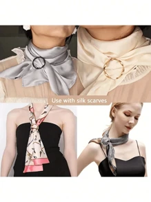 1/5pcs Versatile Alloy Buckle Set-Round Shirt Clip Buckle Ring For Women, Alloy Waist Cinch Tightener For Blouses, Clothing Accessories For Fashion Styling, Decorative Shirt Knotting Clasp, Adjust Shirt Length, Create A Slimmer Silhouette, Ideal For Work Casual Or Party Dress Up. - Multicolor - View 3
