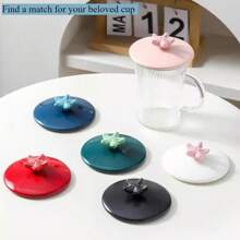 新款自创通用陶瓷海星盖玻璃盖茶杯盖大口径陶瓷杯防尘盖耐高温陶瓷杯盖 - 彩色 - 查看 1