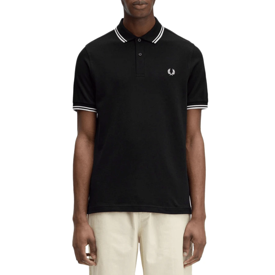 FRED PERRY POLO MC TWIN TIPPED - 黑白 - 查看 1