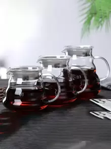 1 Pieza Conjunto de olla de cristal resistente al calor, olla para café de preparación manual, filtro de café, olla para compartir, taza de cristal engrosado