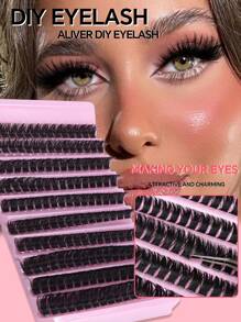 160/290/300pcs D-Curl Fluffy Single Lash Tray,Suitable For Beginners,DIY At Home For Natural Big Eye Makeup,Easy To Use,Soft And Comfortable,Suitable For Professionals,Daily Outings,Travel,Photography,Parties,Weddings ,Single False Eyelashes. - D - 查看 3