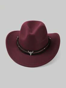 1pc Unisex Casual Polyester Quilted Rivet Western Cowboy Sunhat, Versatile Accessory For Outdoor, Travel, Vacation, All Seasons