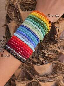 11-22 pièces/set Bracelet élastique bohème style coloré avec perles en cristal de verre, convient pour les vacances et les cadeaux pour la famille et les amis