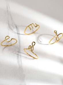 1 Stück minimalistischer, kleiner Initialen-Ring für Frauen, goldplattiert, Draht Stapel-Ring Buchstaben A-Z, Verlobungs- und Hochzeitsschmuck Geschenkidee