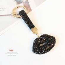 1pc Creative Rhinestone Lip Key Chain, Luxury Niche Design Car Key Decor Pendant, Bag Decoration Keychain