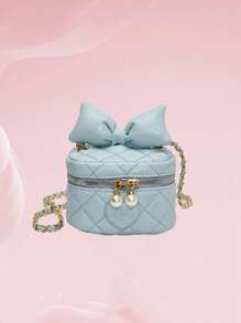 1pc Niche Design High-Grade Diamond Bucket Bag Girl'S Western-Style Chain Bag Ins Style New Fashion Small Fragrance Style Mini Pearl Love Children'S Lipstick Crossbody Accessories Cosmetic Bag Small Bag For Girls Sweet And Cute Bow On The Run Princess Western-Style Chain Bucket Bag Shoulder Crossbody Bag - Bow Bucket Bag - View 8