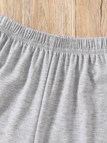 Tween Girl Cartoon Print Short Sleeve Top And Shorts Set