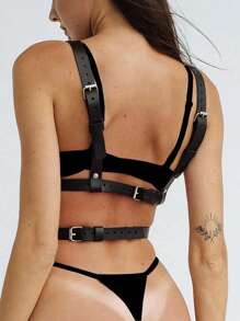 Fashionable Gothic Style Chest Harness For Women - Black - View 3