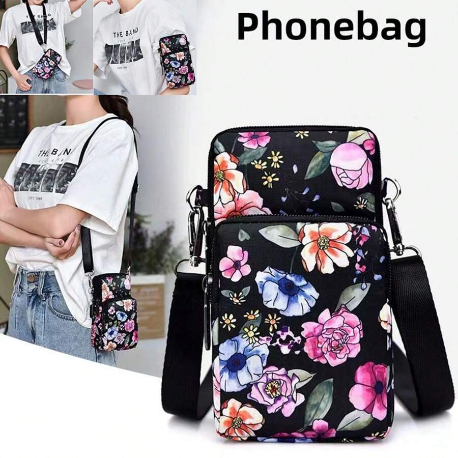 Fashion Zipper Wallet, Arm Bag, Sports Bag, Women Casual Waterproof Clutch Multifunctional Phone Pouch With Wrist Strap, Small Women Crossbody Bag, Multi-Zipper Metal Decor Phone Shoulder Bag, Portable Handbag, Hot-Selling Linen Phone Bag - Multicolor - View 1