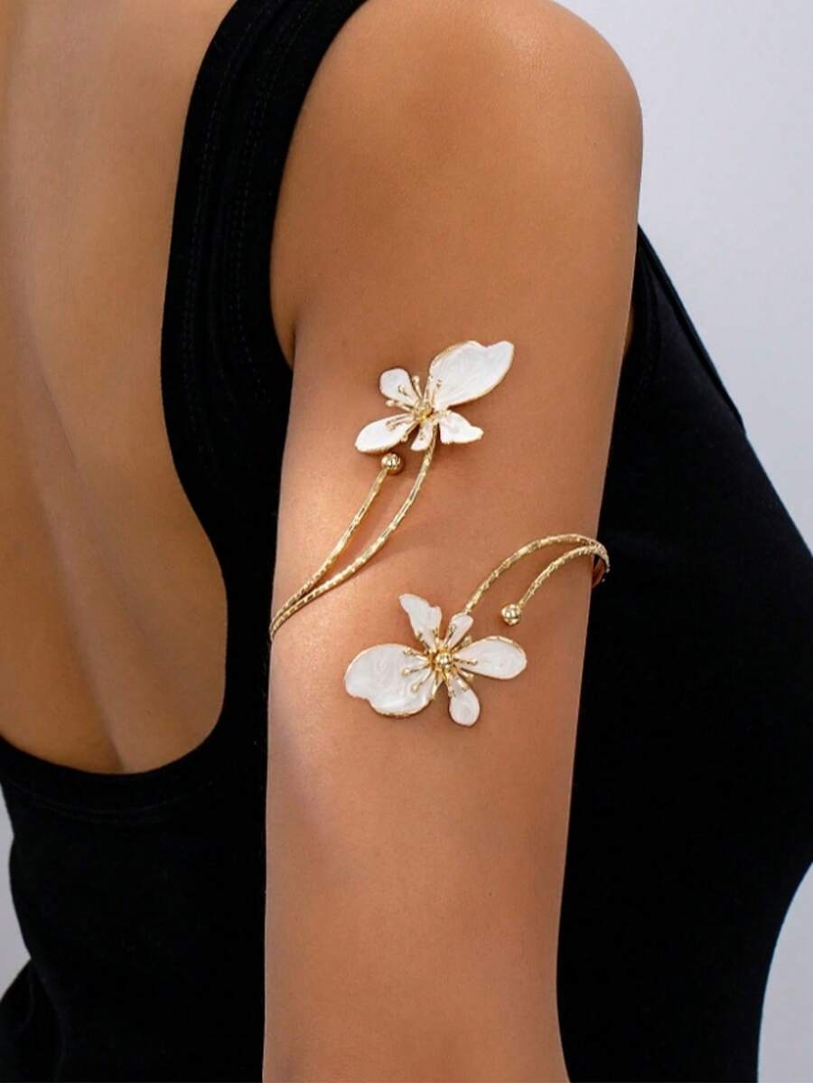 1pc Women Minimalist Geometric Line Open Bangle, Gold Color, Suitable For Daily Wear,Classy,Festival - Style 13 - View 1