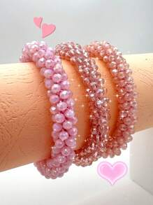 Esbbela Set de 3 pulseras Festival Gift, pulseras de cuentas, cristal artificial, apilables, elásticas, para mujeres de 6.5-8 pulgadas, para uso diario y vacaciones - vistoso - Ver 20
