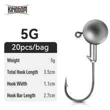 Kingdom Lead Head 20 chiếc Lưỡi câu cá 3,5g 5g 7g 8,5g 10g 14g Lưỡi câu đầu đạn Jig Lưỡi câu giun Phụ kiện mồi mềm - Bạc - Xem 11