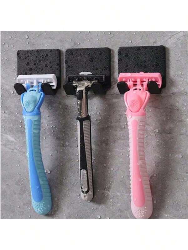 2/3/5pcs Waterproof Shaver Holder, Adhesive Hook For Shower, Heavy Duty Wall Mount Hook, Towel Hanger, Door Hook, Stainless Steel Plug Hook, Adhesive Coat Hanger, Kitchen Bathroom Hook