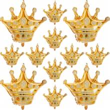 12 个皇冠形气球、金色皇冠装饰、金箔气球适用于生日派对装饰 - 金色 - 查看 1