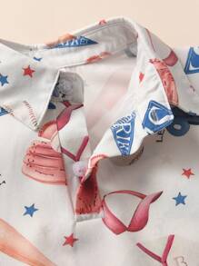 Young Boy Energy Baseball Style Funny Graphic Print Polo Shirt With Turndown Collar, Holiday & Vacation - Multicolor - View 7