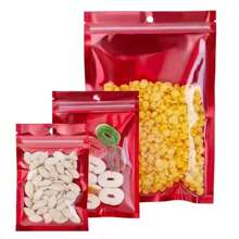 50pcs Red Transparent Reusable Zipper Bags, Mini Design, Suitable For Storing Jewelry, Food, Coffee, Spices, Candies, Cards, Nail Stickers, Crystals, Ideal For Home & Business Use, Also Great For Holidays, Birthdays, Weddings, Parties, Family Gatherings, Gift Packaging - Red - View 5
