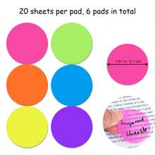 6 Pads Transparent Sticky Notes Colorful, Cute Round Clear Sticky Tabs, Translucent Book Markers Page Flags Stickers, Bible Journaling Accessories Aesthetic Office School Study Supplies Back To School