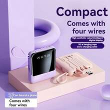 Cargador portátil de 10000mAh - Batería portátil con 4 cables integrados, batería compatible con teléfonos celulares Android 17/16/15/14/13 Pro/Pro Max, etc. - Recolorear - Ver 2