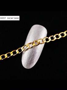 1PC/50CM Nail Art Metal Beads Chain Silver Golden Color Nail Decoration