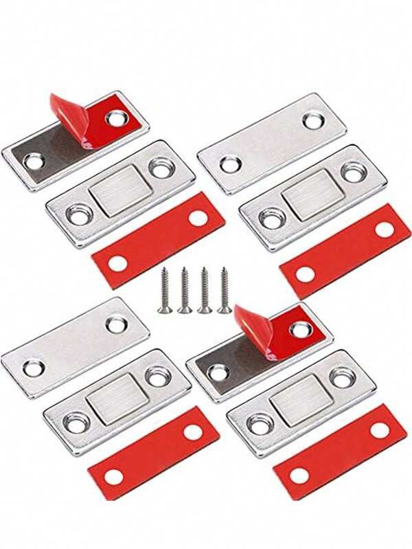 4er Pack ultradünne Magnetverschlüsse für Schranktüren, magnetische Verschlüsse mit Kleber für Schubladen, Magnetverschlüsse für Küchenvitrinen, Schranktüren, Türverschluss-Magnet
