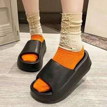 Summer Minimalist Slide Sandals - 1 Pair Of Women's Open Toe Slippers, Thick Sole, Non-Slip EVA, Medium Heel Height