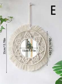 1 件 BOHO 手工编织流苏木珠圆形镜子亚克力镜片，适合作为纪念品赠送给朋友和家人，用挂饰装饰客厅和卧室 - 适用于卧室、客厅、走廊、日托中心、厨房、办公室、农舍等 - 彩色 - 查看 15