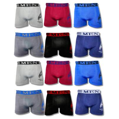 12 Piezas Boxer Caballero Mayoreo Tela Suave Cómodos y Ajustables Económicos Ligeros Modelo Feather