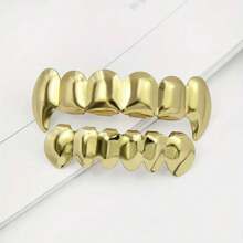 THATBOY 2pcs/Set Fashion Light Luxury Shiny Grillz Copper Zirconia Grillz Cool Personalized Gift Hip Hop Rapper Male And Female,Halloween - Multicolor - View 12